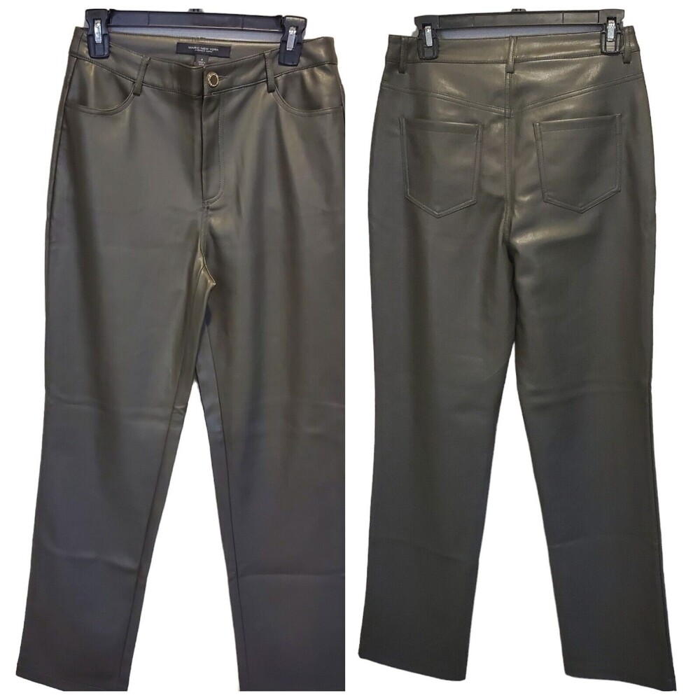 MARC New YORK By ANDREW M Women’s Size 4 Faux Leather Pants Olive GREEN Legging